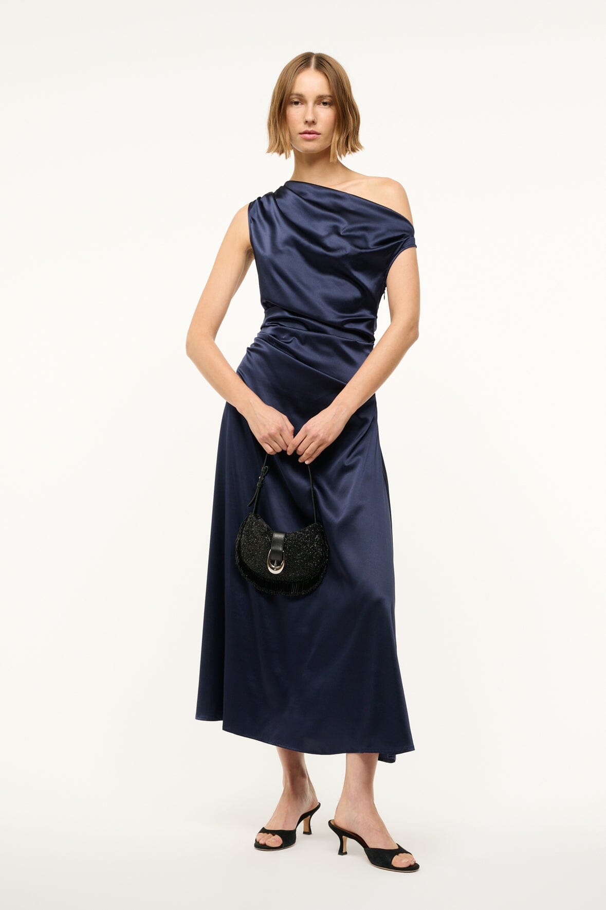 Image PHARE SILK DRESS | NAVY 5 of 6 and Clicking this image will trigger a zoom pop-up