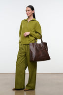 Espresso-brown distressed tote bag with top wide handles