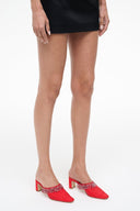 JOANNA KITTEN HEEL MULE | RED ROSE