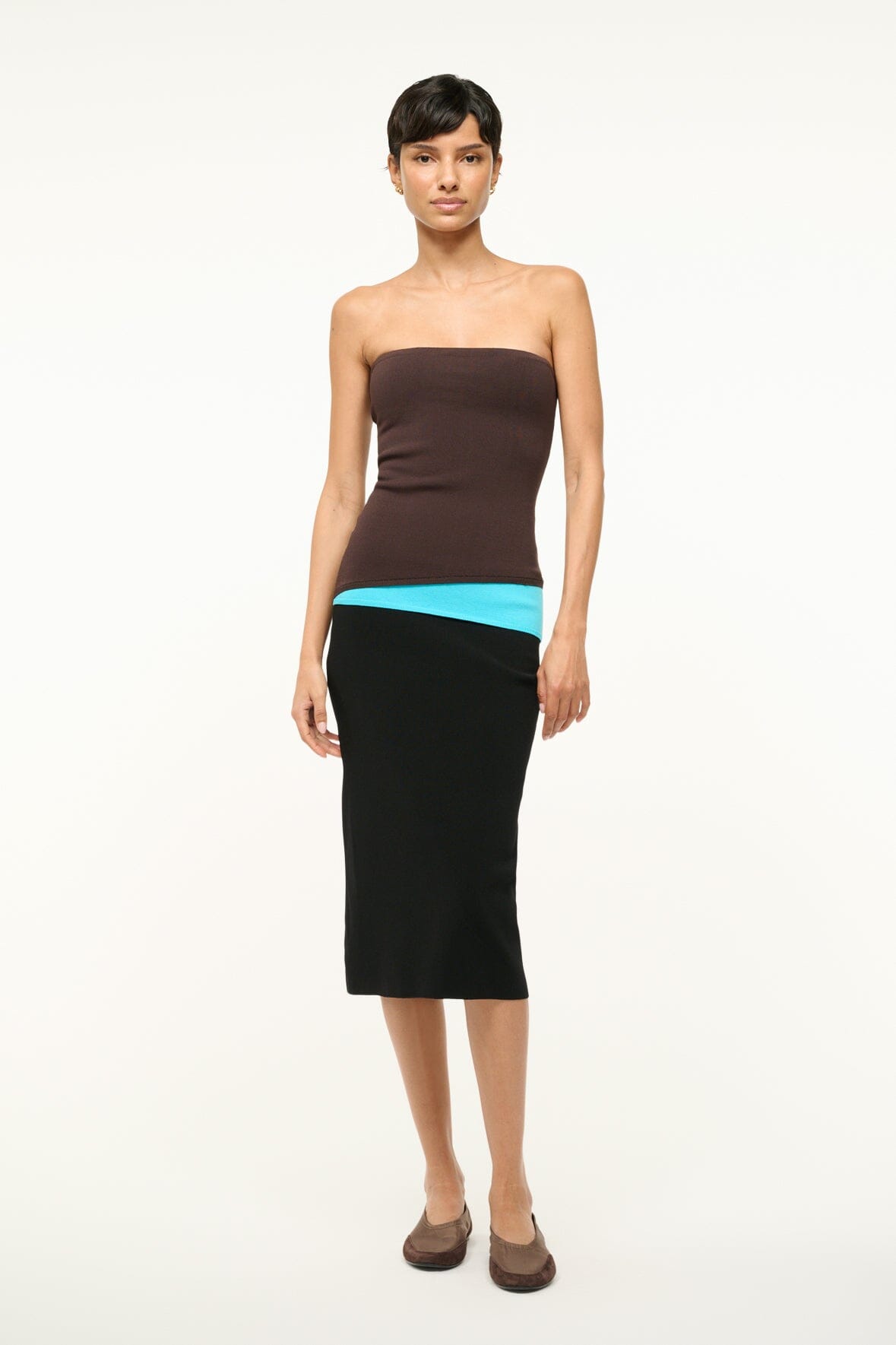 Image LA SERENA DRESS | EARTH AQUA BLACK 1 of 6 and Clicking this image will trigger a zoom pop-up