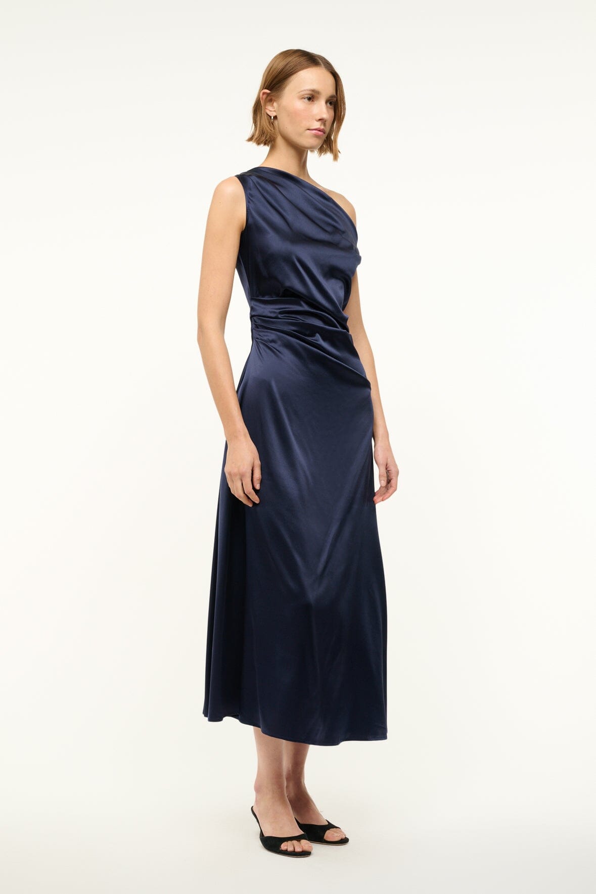 Image PHARE SILK DRESS | NAVY 2 of 6 and Clicking this image will trigger a zoom pop-up