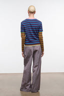 Wide-leg pants with elastic waistband and relaxed drape, zinc-gray