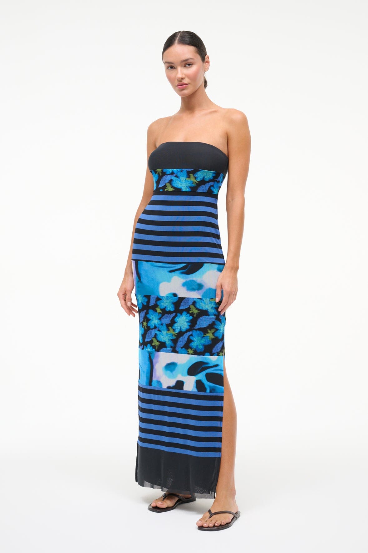 STAUD LEONA MESH DRESS BLUE HAZE MULTI STAUD LEONA MESH DRESS BLUE HAZE MULTI