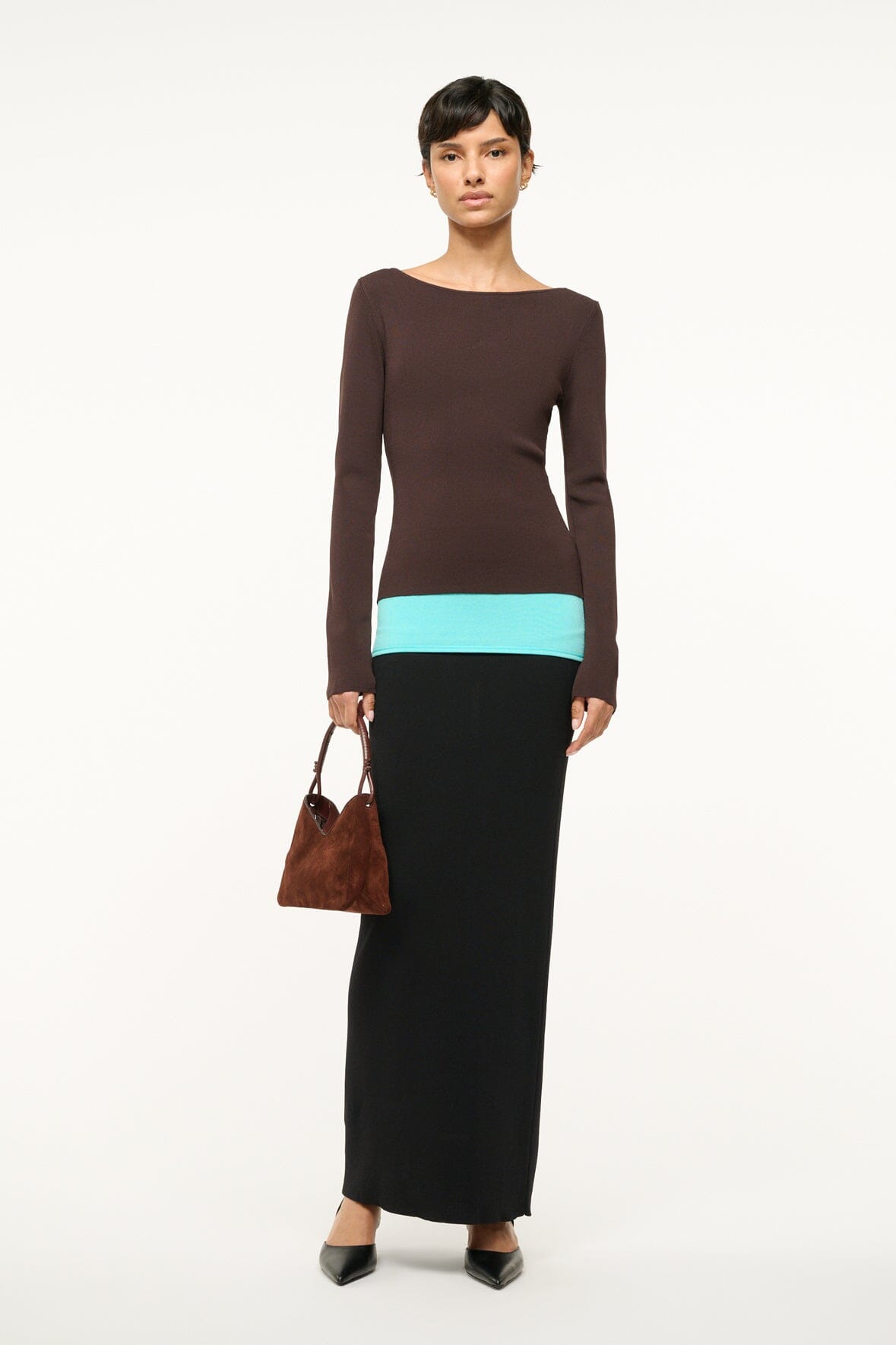 Image CARILO DRESS | EARTH AQUA BLACK 3 of 6 and Clicking this image will trigger a zoom pop-up