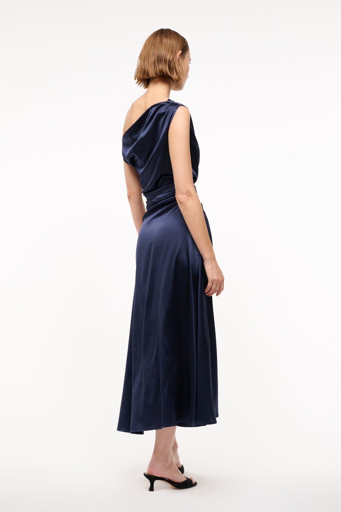 STAUD PHARE SILK DRESS NAVY STAUD PHARE SILK DRESS NAVY