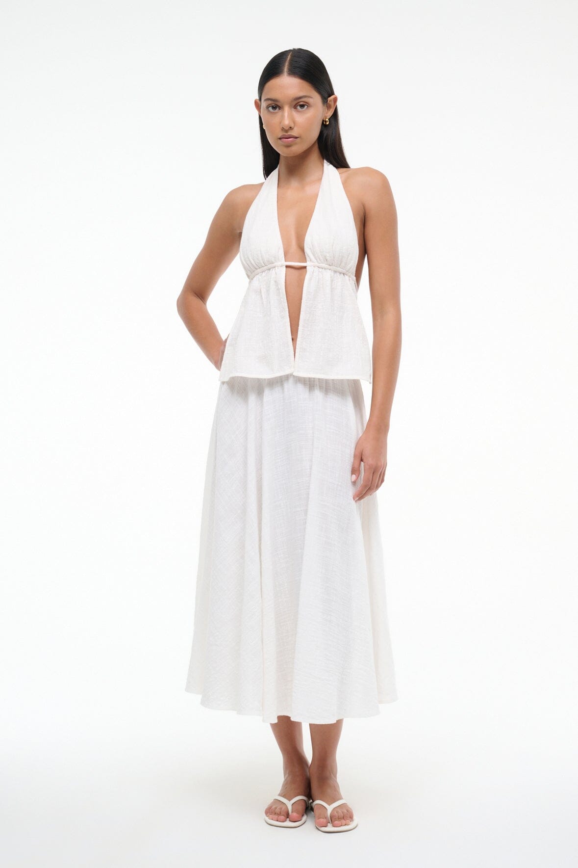Image FLORES COVERUP TOP | BUTTERCREAM 4 of 5 and Clicking this image will trigger a zoom pop-up