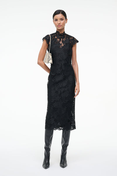 STAUD, Rosaline Dress in Black, Size 14