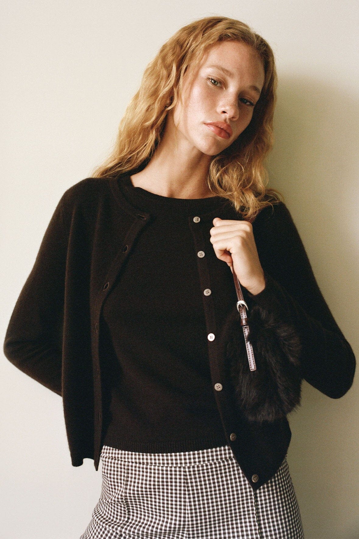 Image MIDNIGHT CASHMERE CARDIGAN | DARK CHOCOLATE 6 of 6 and Clicking this image will trigger a zoom pop-up