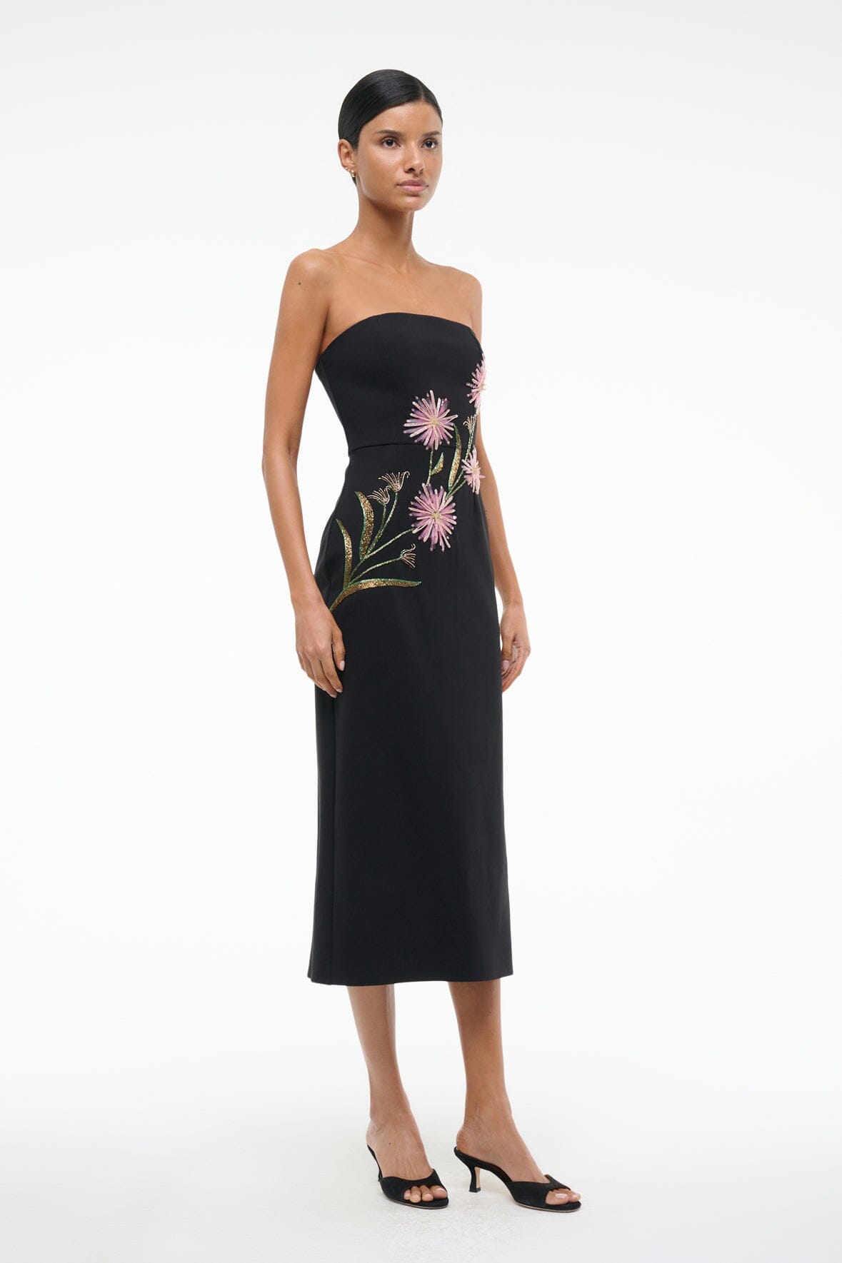 Image BROOKE DRESS | DAHLIA DAYDREAM BLACK 3 of 6 and Clicking this image will trigger a zoom pop-up