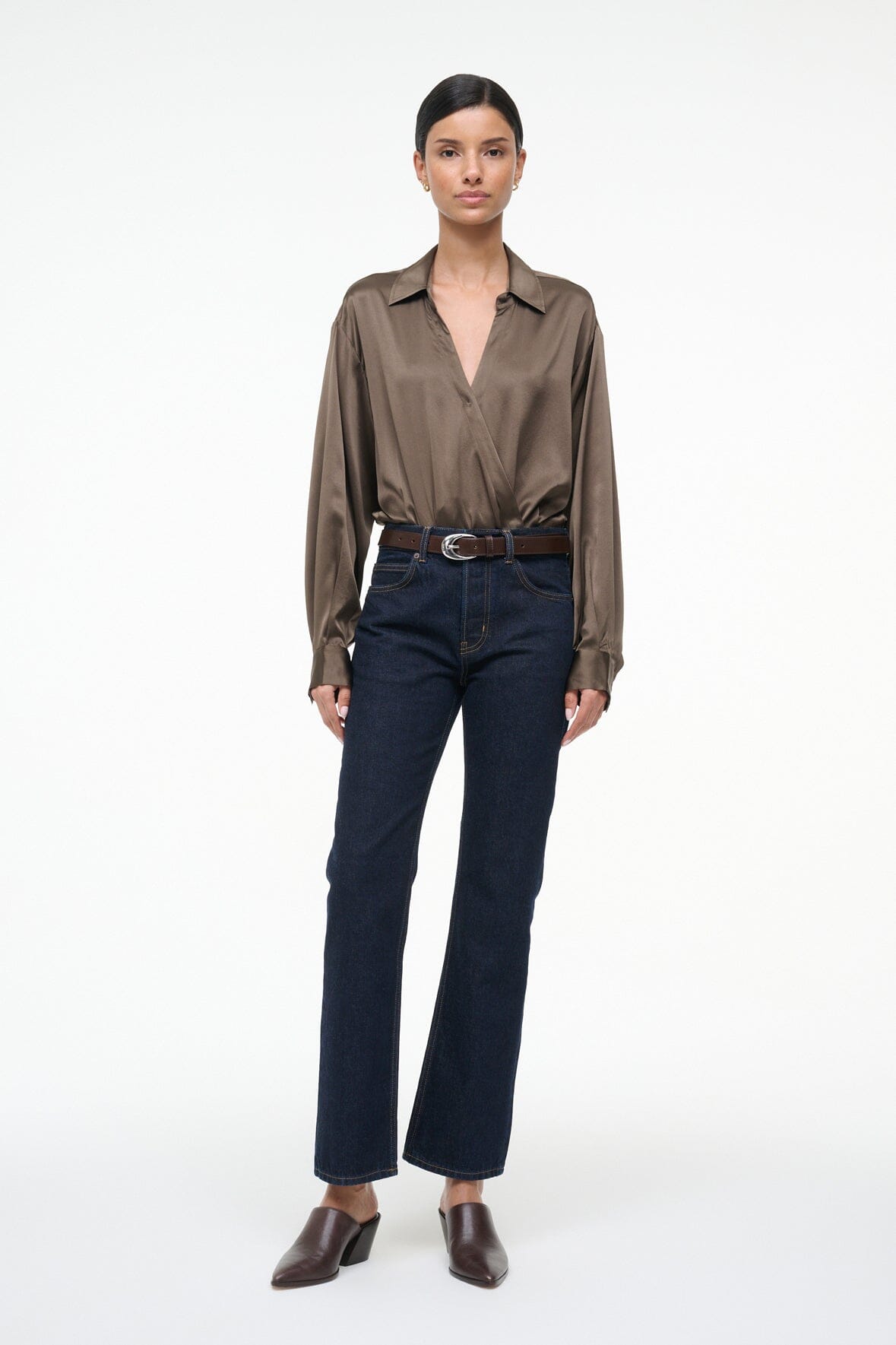 Image EVE SILK BODYSUIT | TAUPE 4 of 5 and Clicking this image will trigger a zoom pop-up