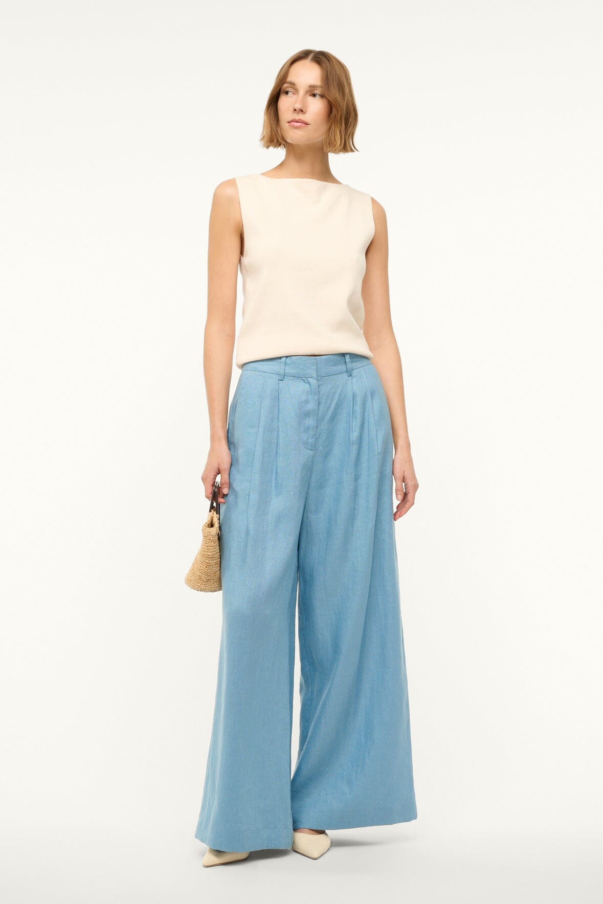 Image SASHA LINEN PANT | SLATE BLUE 1 of 7 and Clicking this image will trigger a zoom pop-up