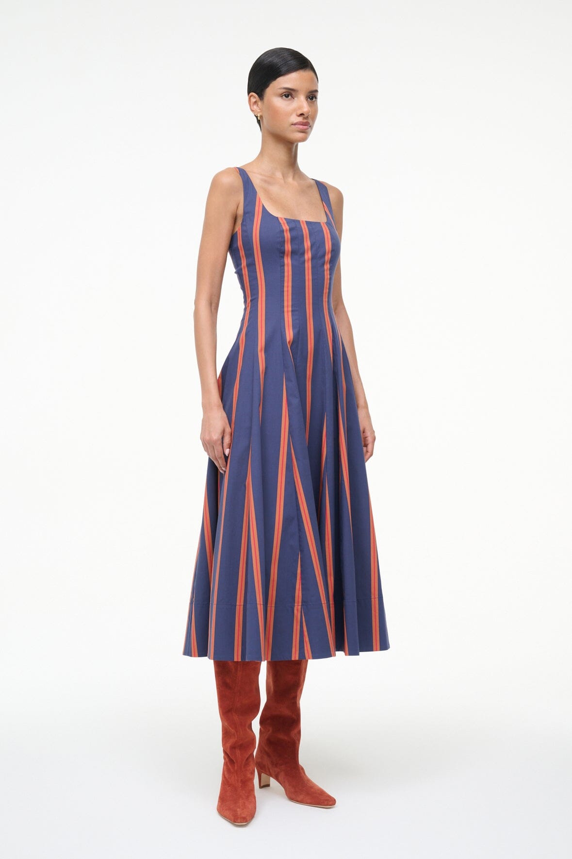 Image WELLS DRESS | RAILROAD STRIPE 4 of 6 and Clicking this image will trigger a zoom pop-up