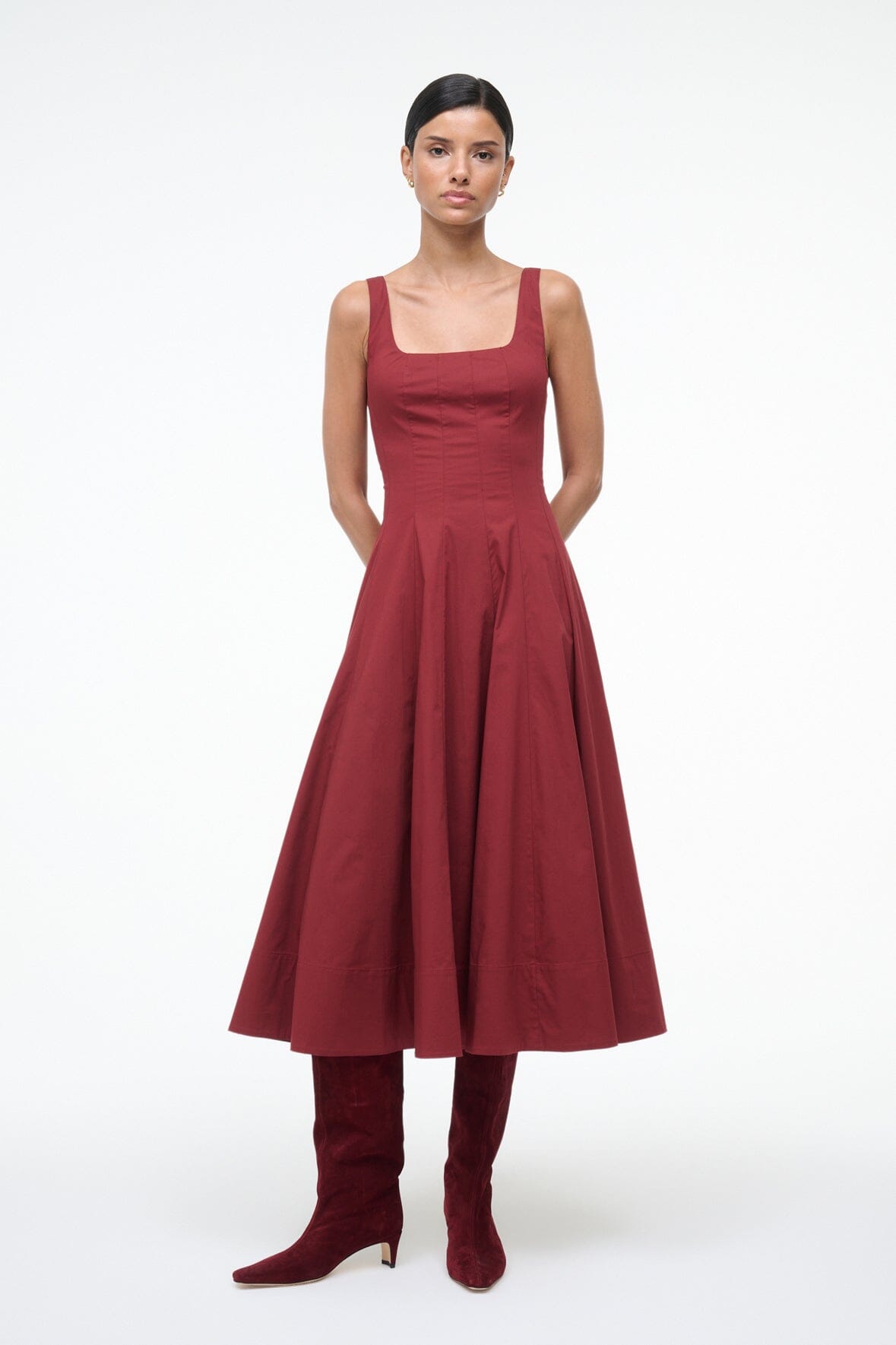 Image WELLS DRESS | SANGRIA 3 of 6 and Clicking this image will trigger a zoom pop-up