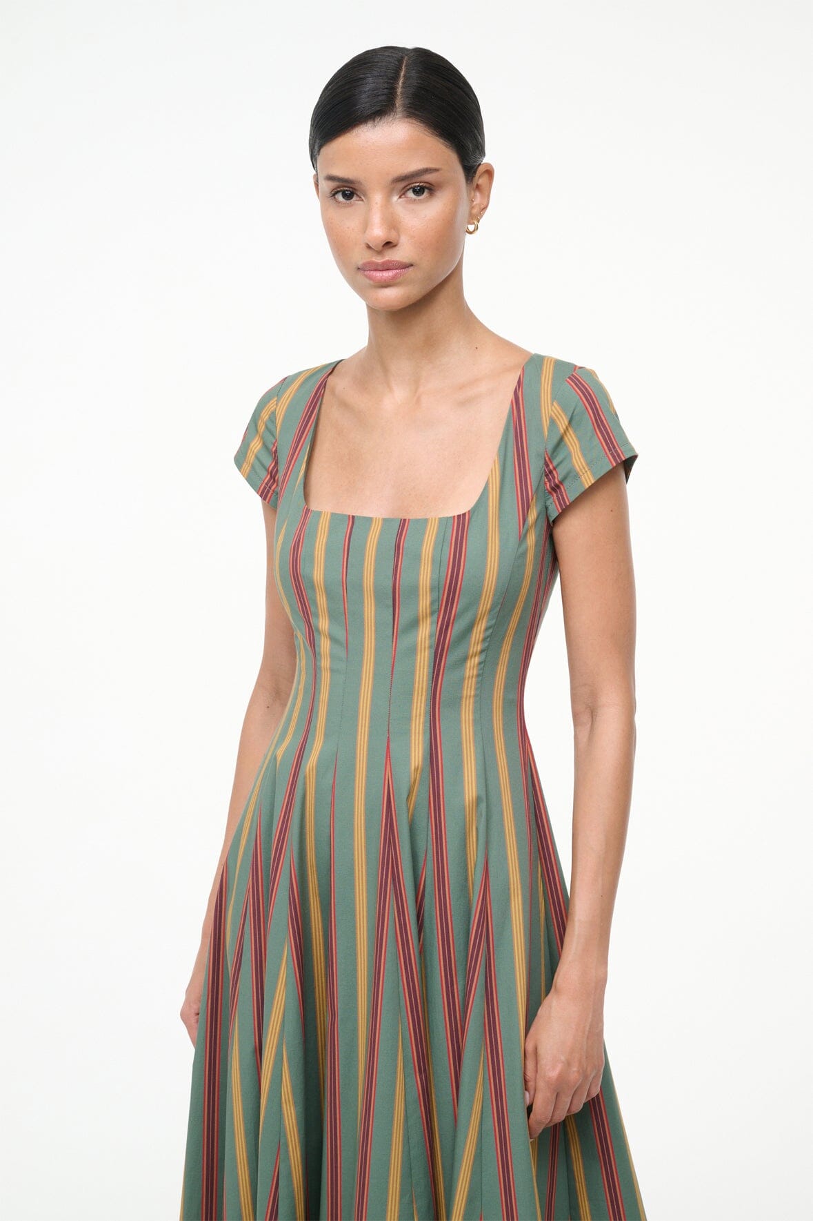 STAUD, Short Sleeve Wells Dress in Trailblazer Stripe, Size 12 STAUD, Short Sleeve Wells Dress in Trailblazer Stripe, Size 12