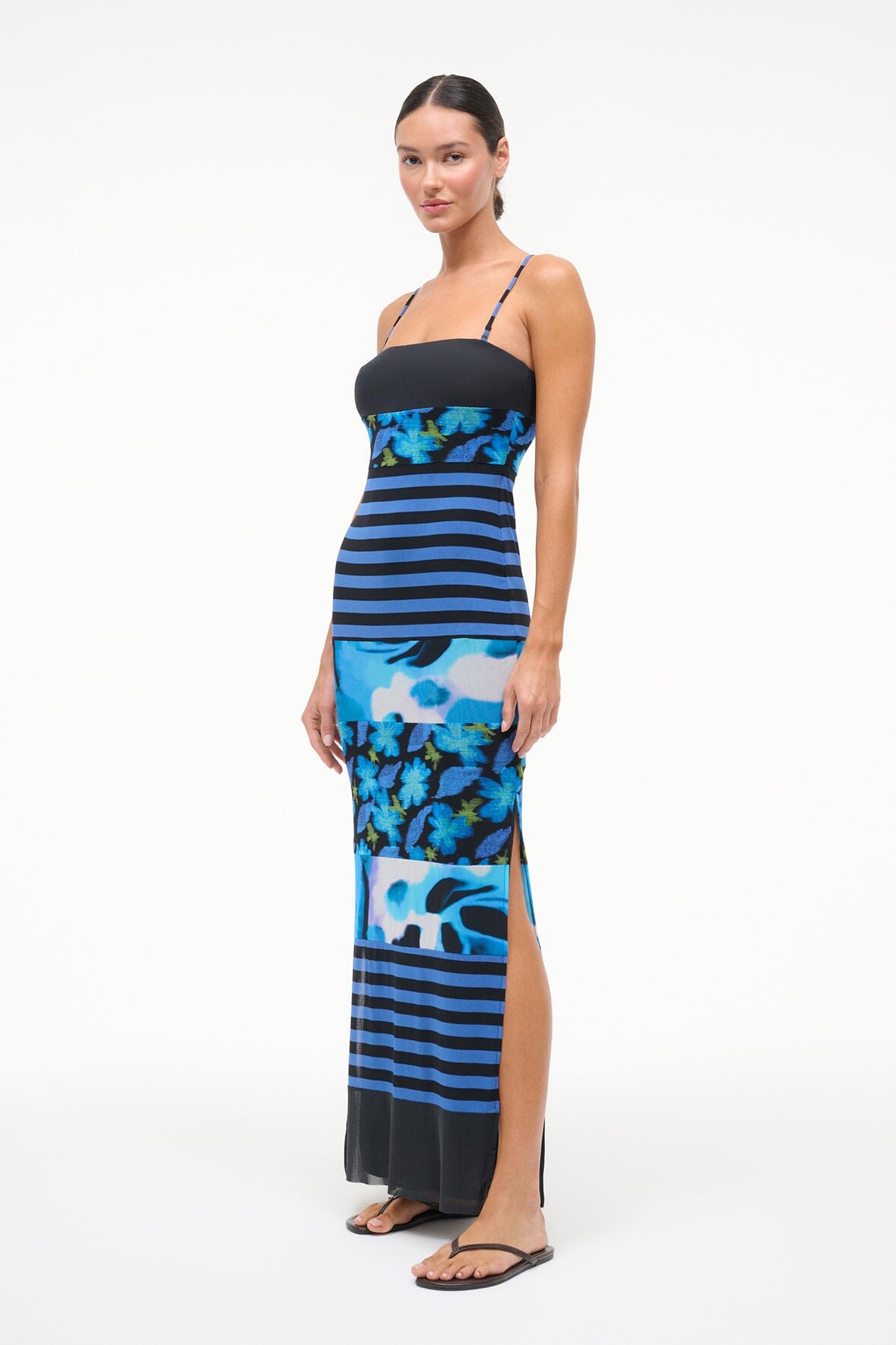 STAUD, Leona Mesh Dress in Blue Haze Multi, Size XL STAUD, Leona Mesh Dress in Blue Haze Multi, Size XL