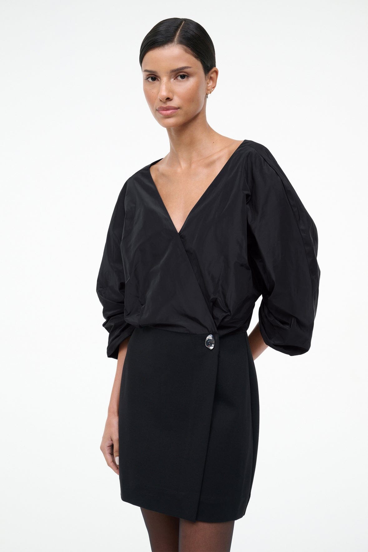 STAUD, Orion Mini Dress in Black, Size 12