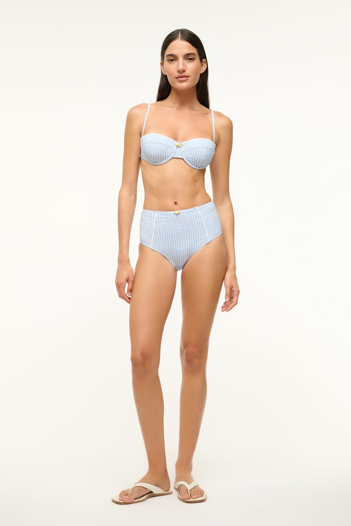 Image JO BALCONETTE BIKINI TOP | SKY MICRO CHECK 3 of 7 and Clicking this image will trigger a zoom pop-up