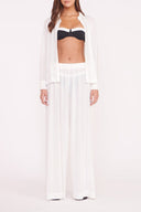MARZA white sheer cover-up pants with elastic waist and flowing wide-leg fit