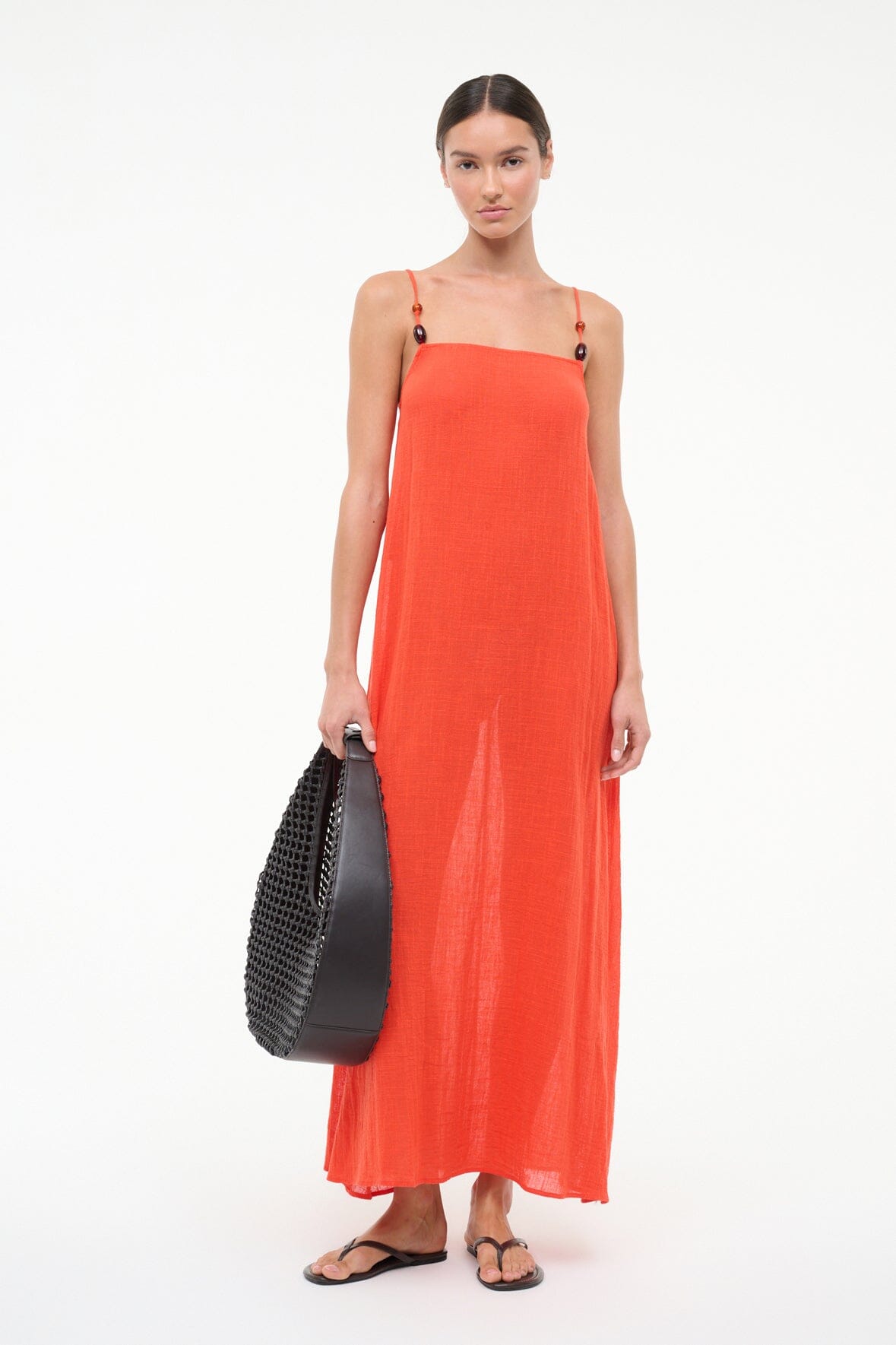 staud orange dress Staud Laura Dress Flame