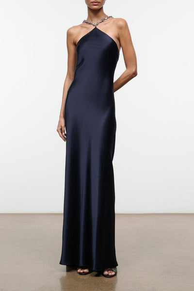staud blue halter dress CADENCE NAVY los altos
