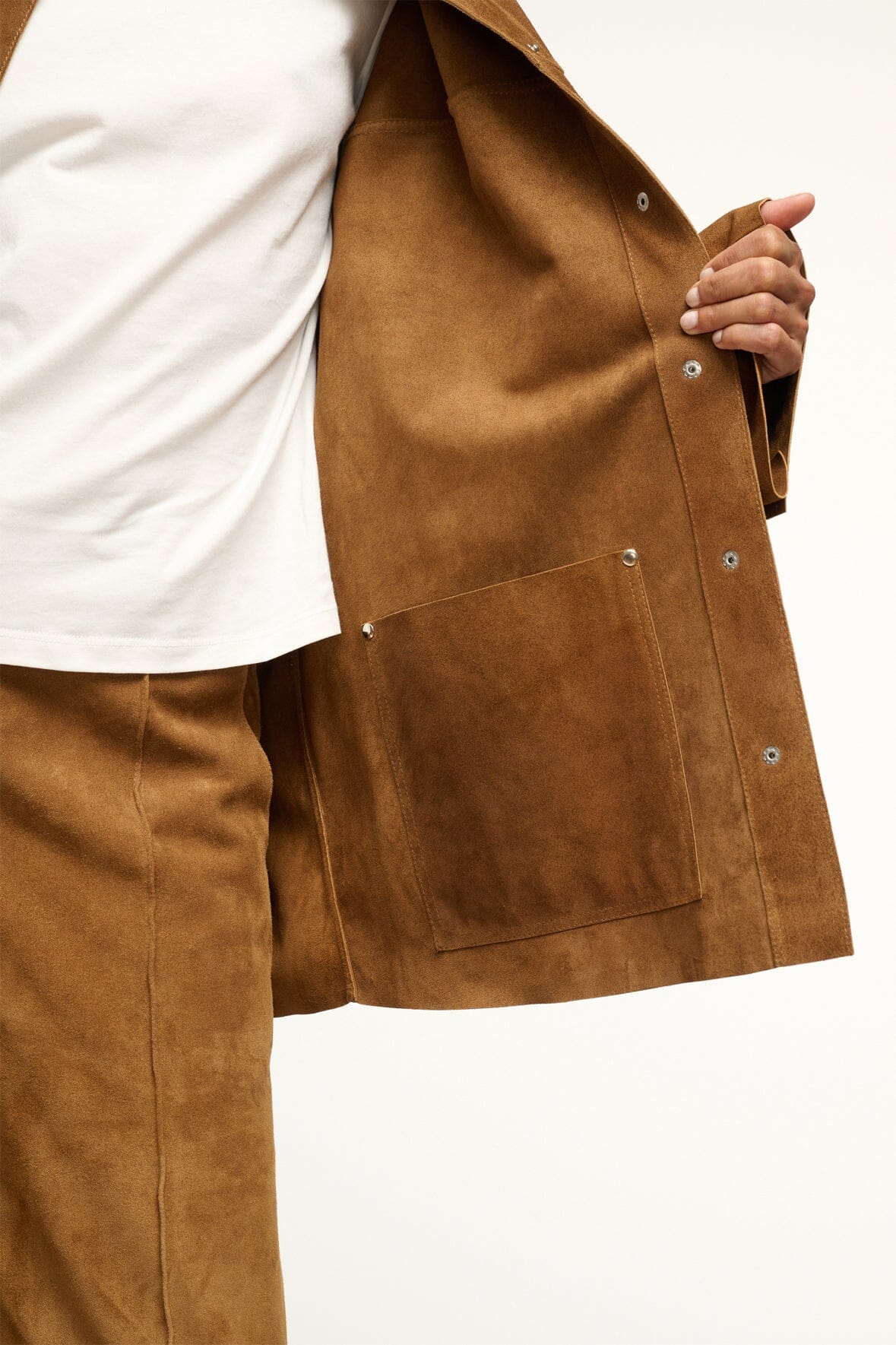 Image FOUNDATION JACKET | TAN SUEDE 3 of 5 and Clicking this image will trigger a zoom pop-up