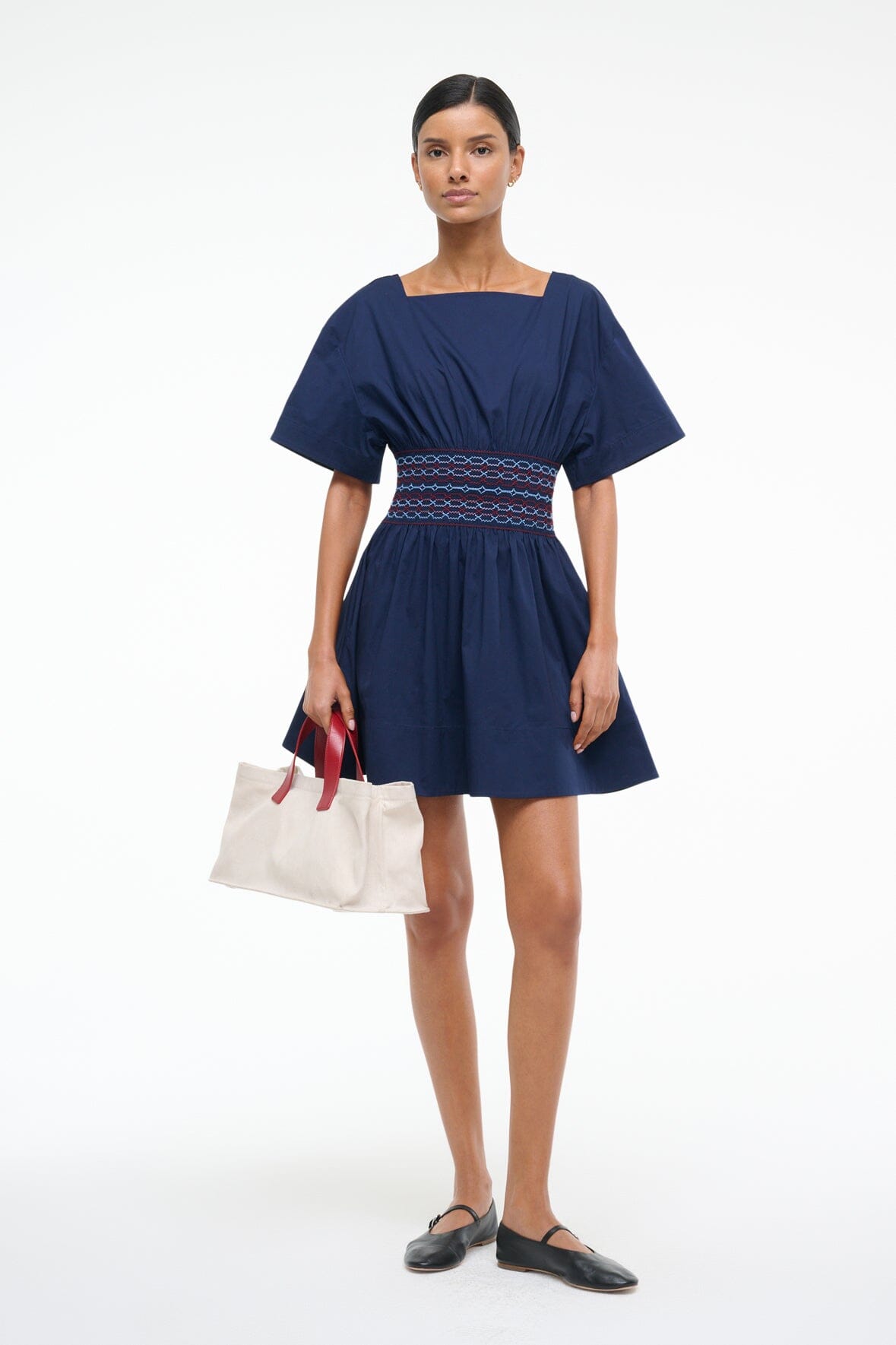 Image AMY MINI DRESS | NAVY 4 of 6 and Clicking this image will trigger a zoom pop-up