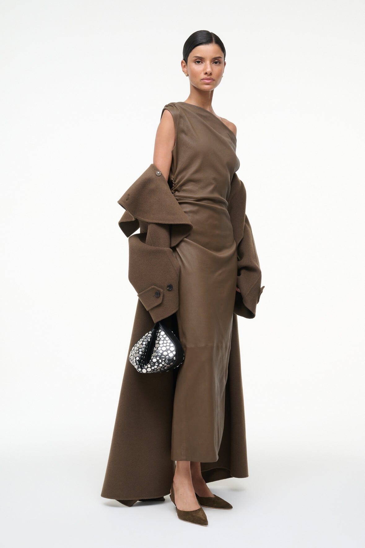 Staud Phare Leather Dress Truffle Staud Phare Leather Dress Truffle