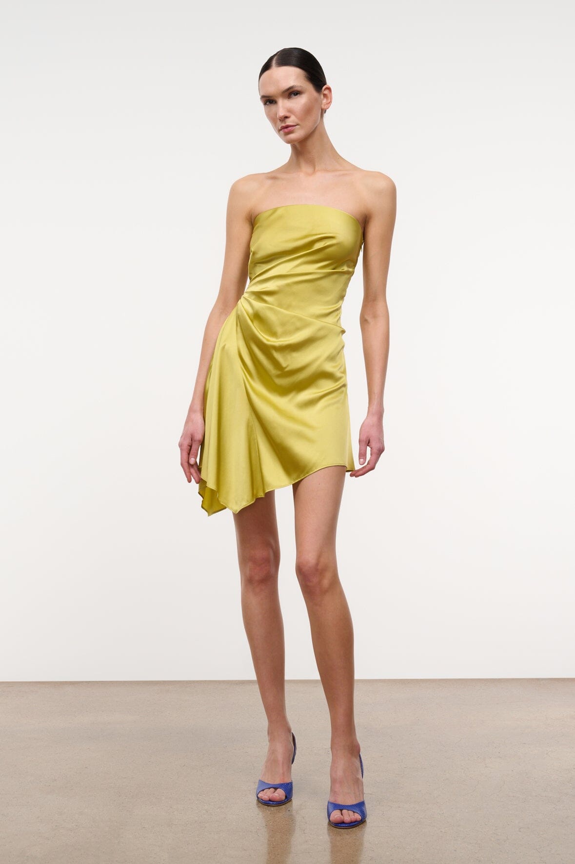 STAUD, Adriana Silk Dress in Citron, Size 00