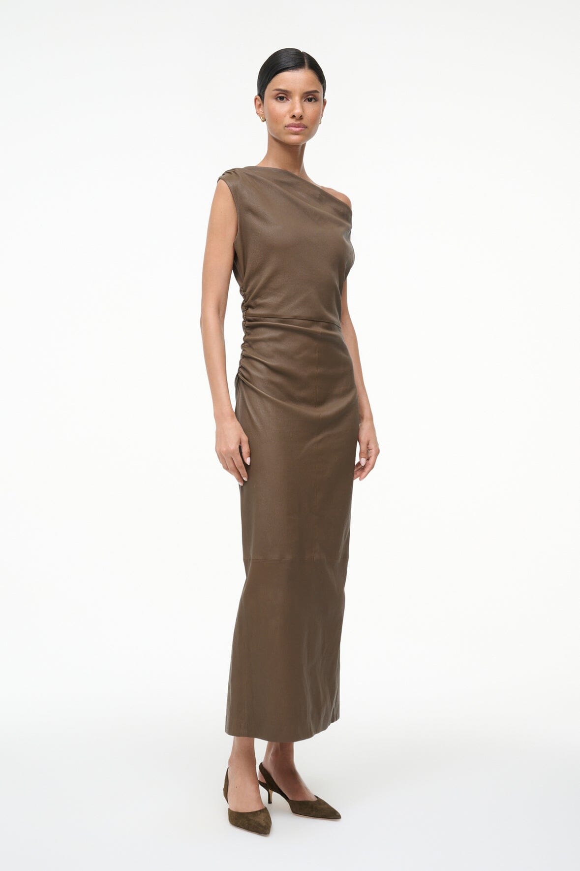 Staud Phare Leather Dress Truffle Staud Phare Leather Dress Truffle
