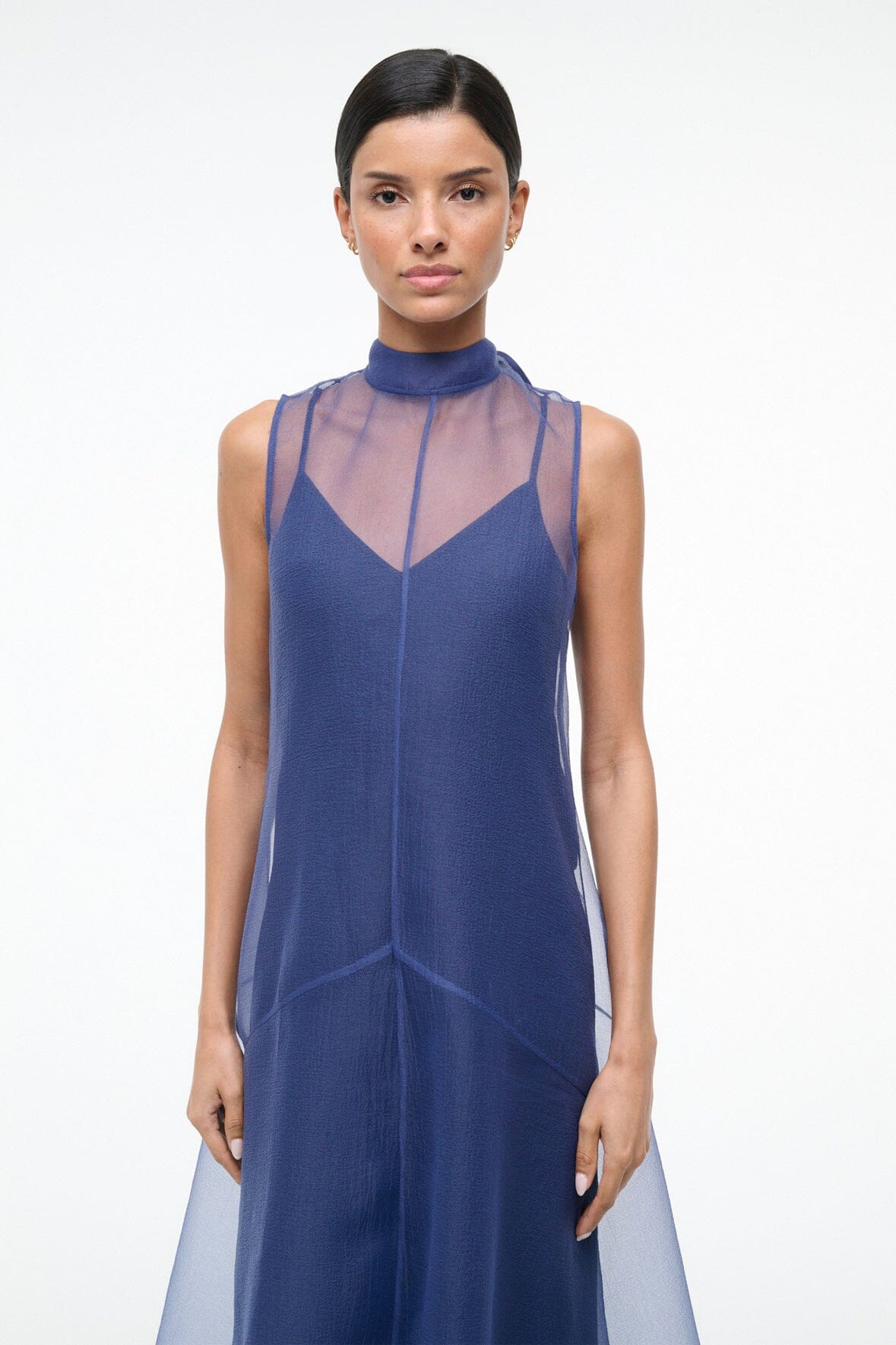 staud blue beaded dress Staud Cadence Dress With Beads by Staud
