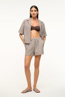 Image GABI COVERUP SHORT | DARK CHOCOLATE GINGHAM 1 of 9