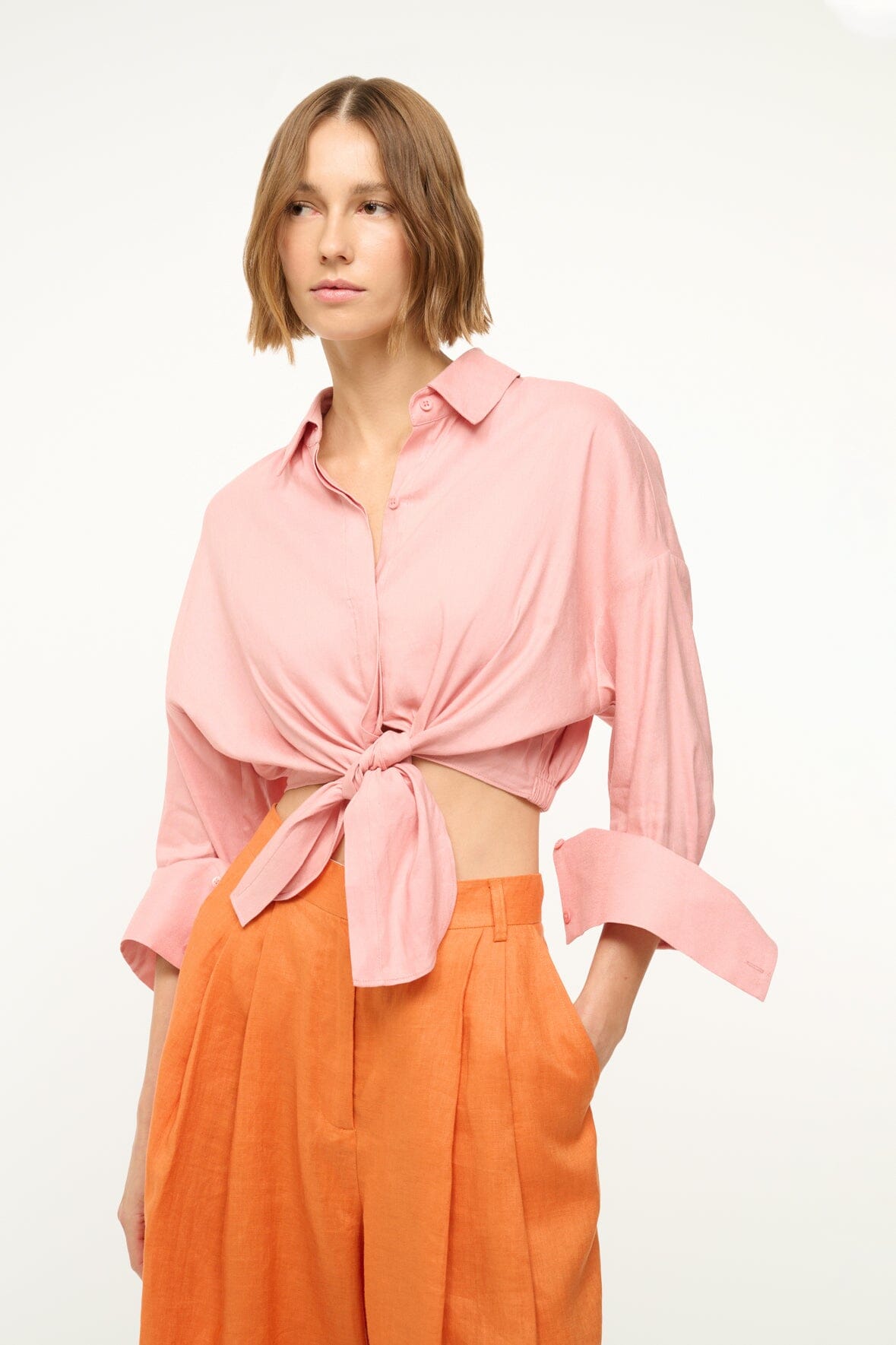LISA LINEN TOP FADED BLUSH