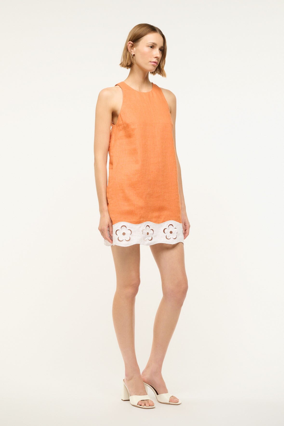 MIKA LINEN DRESS APRICOT WHITE
