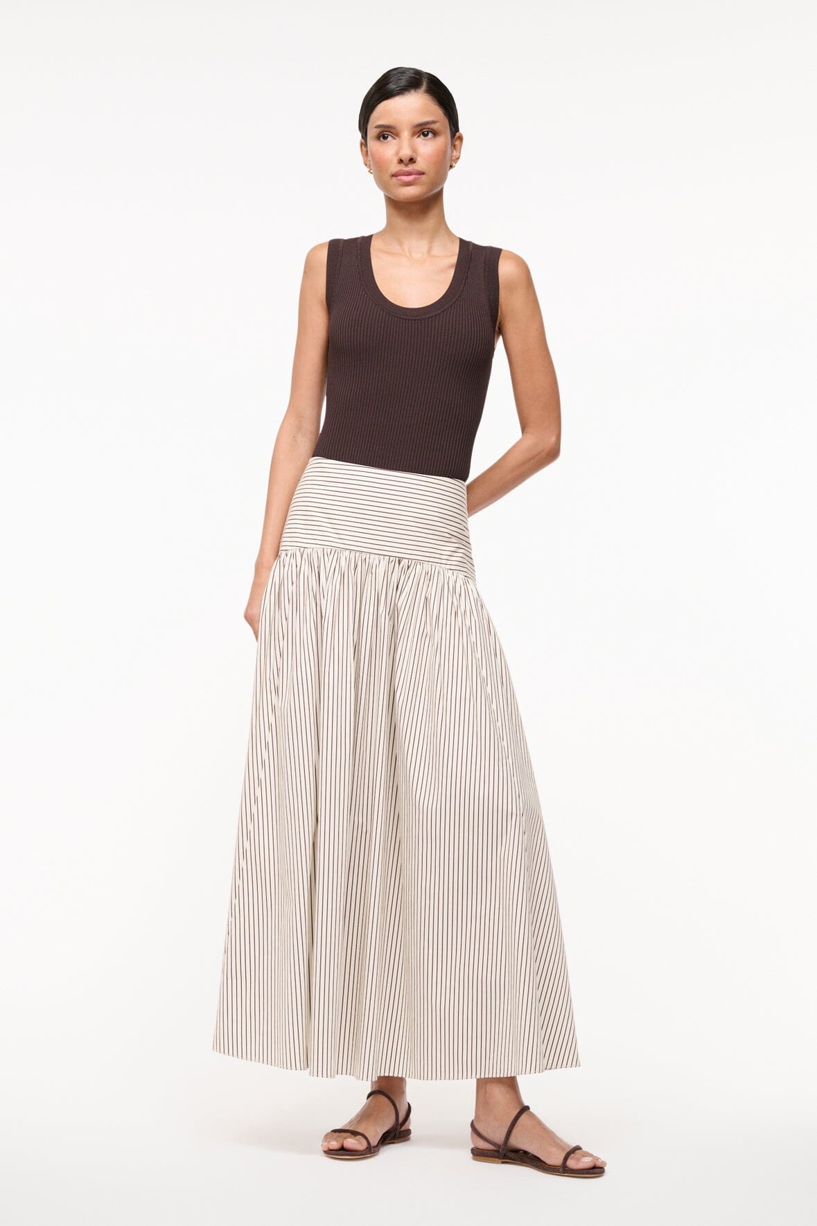 Image PROCIDA SKIRT | IVORY DARK OAK MICRO STRIPE 3 of 7 and Clicking this image will trigger a zoom pop-up