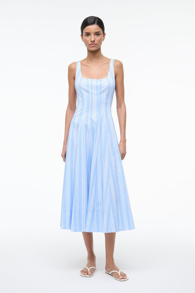 STAUD, Wells Dress in Ventura Stripe, Size 12