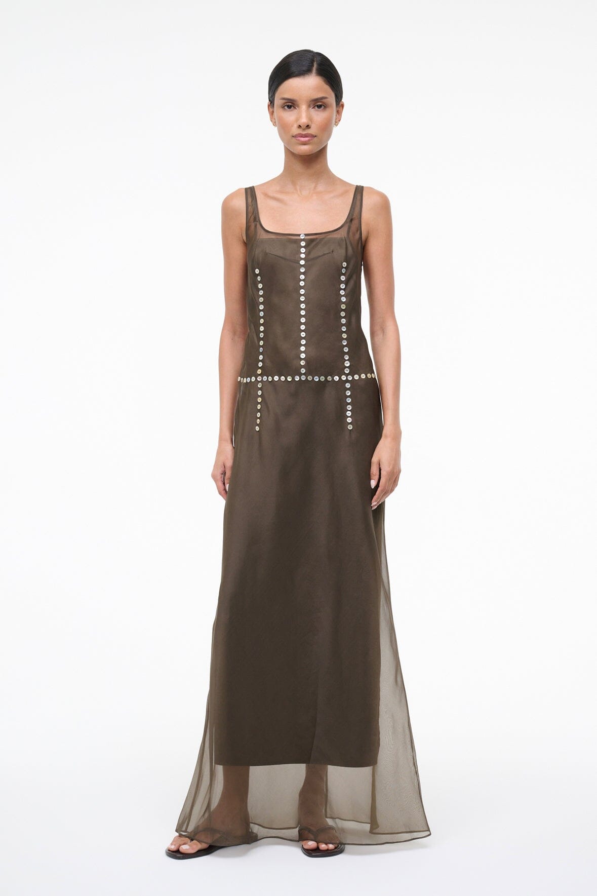 staud brown silk dress Staud Marcel Silk Dress Earth