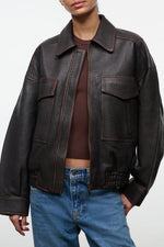 EUGENE LEATHER JACKET | DISTRESSED BROWN