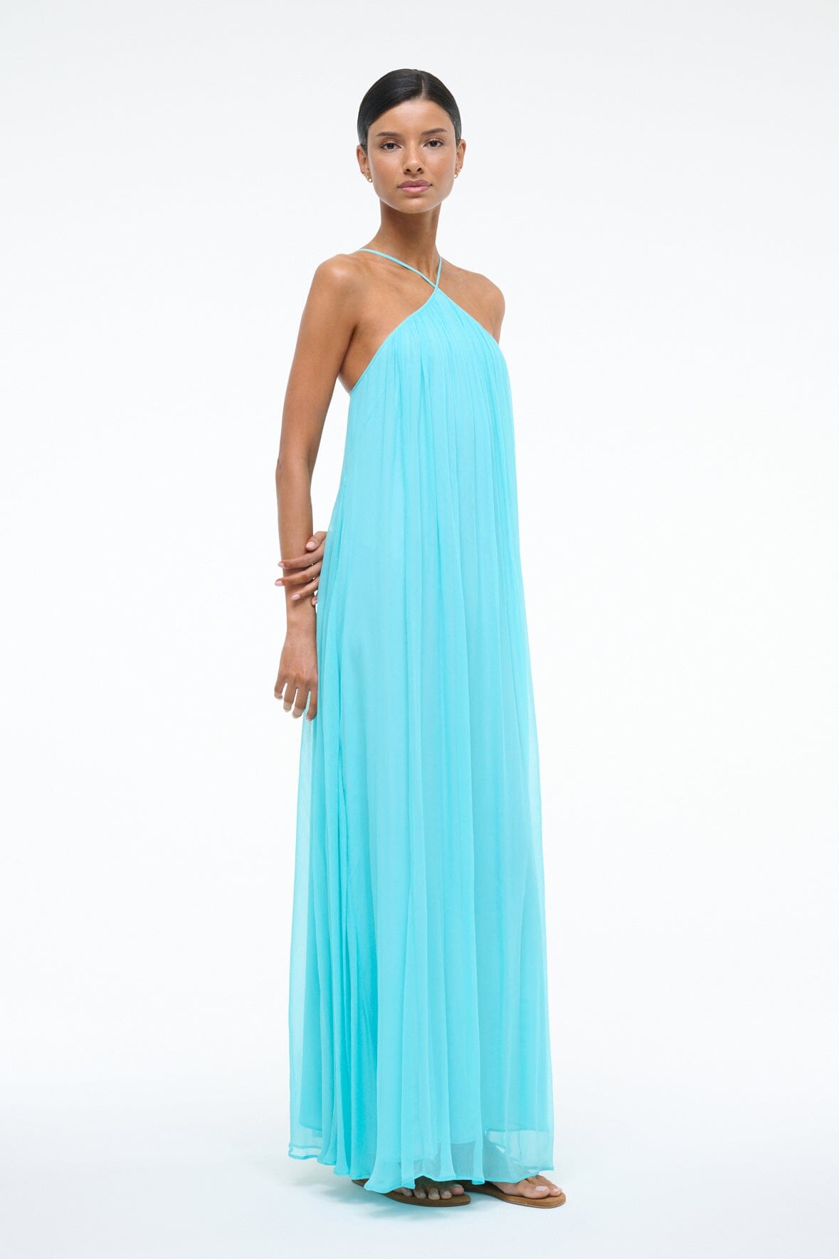 Image DASHA DRESS | TEAL 4 of 6 and Clicking this image will trigger a zoom pop-up