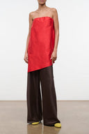 GEORGIA CONVERTIBLE SILK DUPIONI TOP | RED ROSE