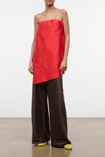 GEORGIA CONVERTIBLE SILK DUPIONI TOP | RED ROSE