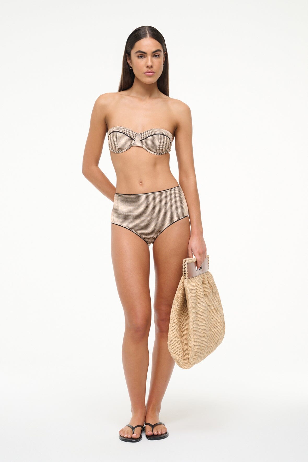 Image DEVON HIGH RISE BIKINI BOTTOM | NATURAL PIQUE 1 of 4 and Clicking this image will trigger a zoom pop-up