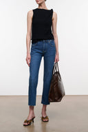 TEDDY CROPPED WITH RAW HEM | STONE BLUE