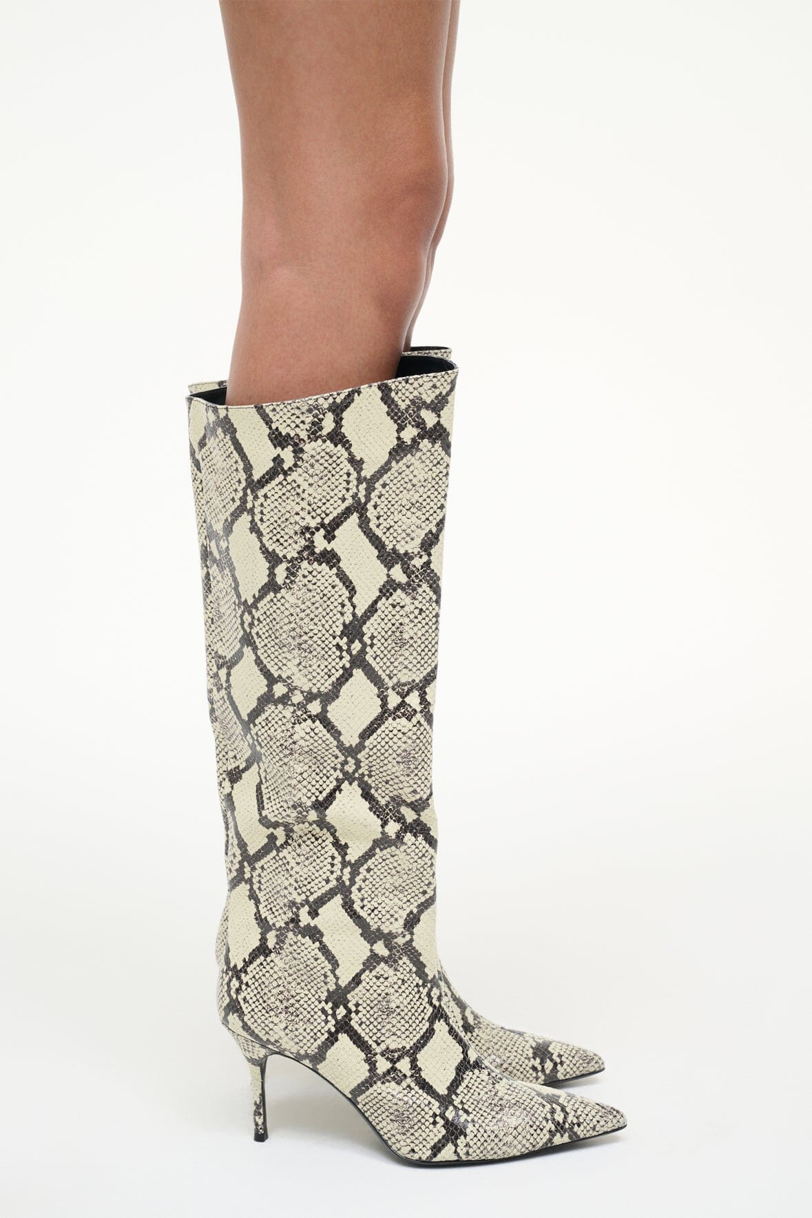 Image SEBASTIAN HIGH HEEL BOOT | WHITE SNAKE 9 of 10 and Clicking this image will trigger a zoom pop-up