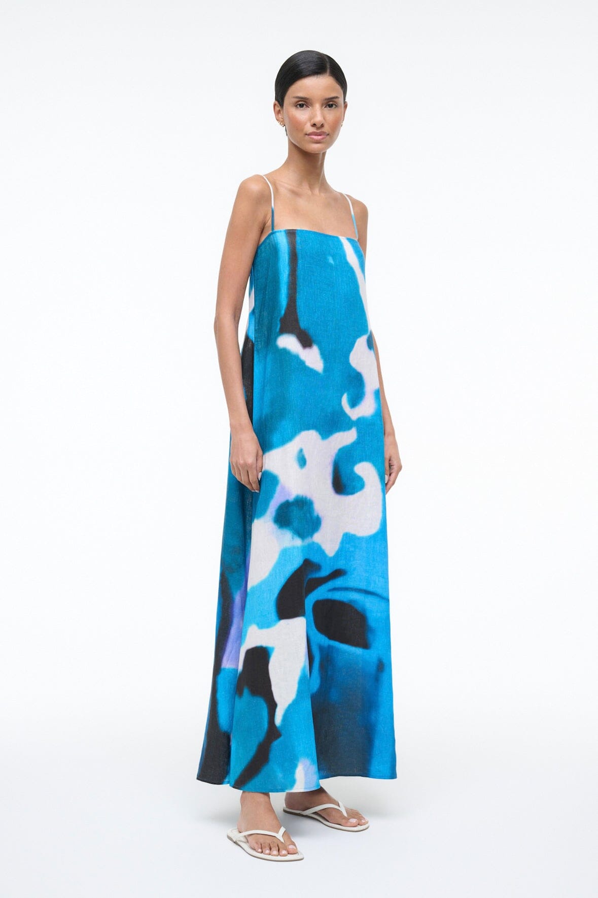 STAUD, Laura Linen Dress in Blue Haze, Size XS STAUD, Laura Linen Dress in Blue Haze, Size XS