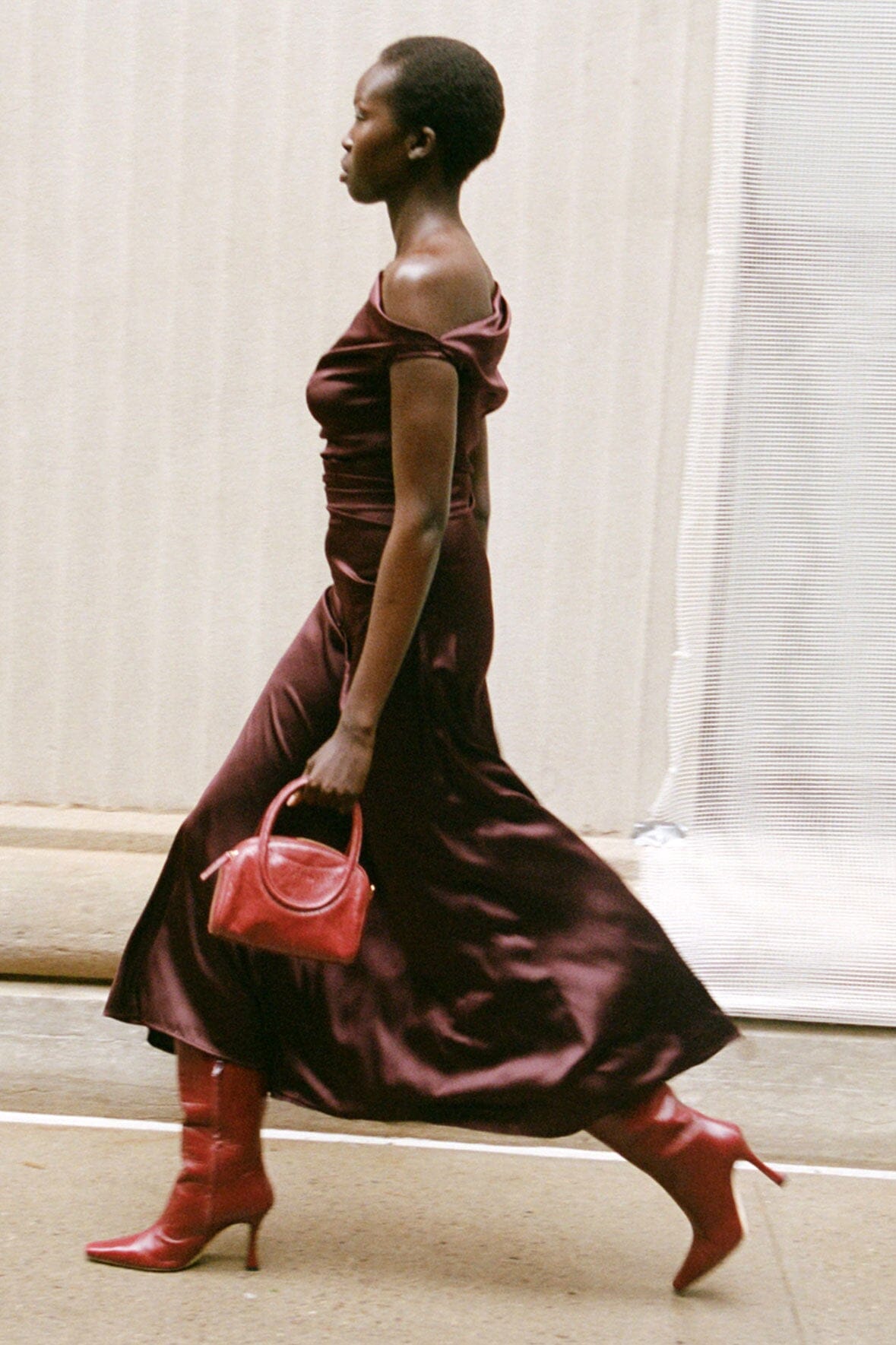 staud red silk dress Phoebe Ruby Silk Dress
