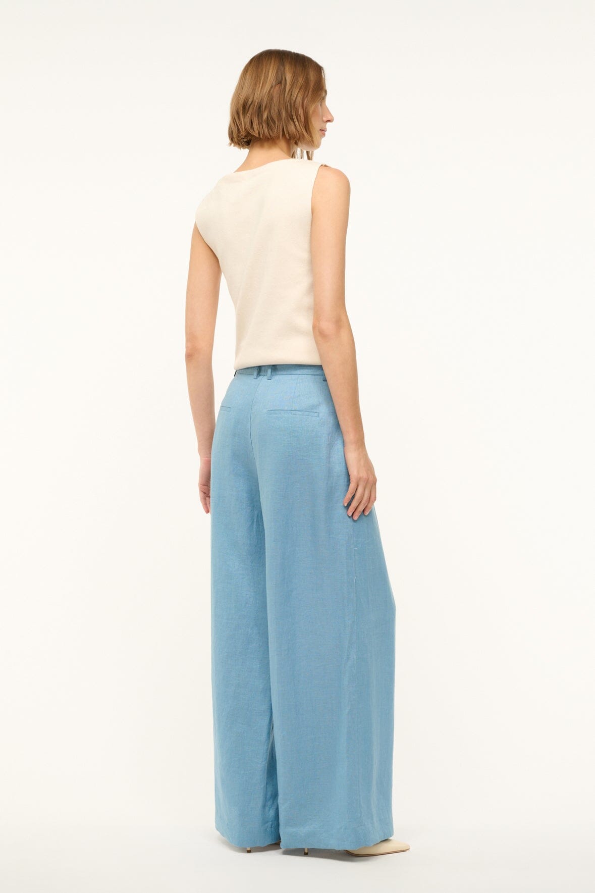 Image SASHA LINEN PANT | SLATE BLUE 4 of 7 and Clicking this image will trigger a zoom pop-up