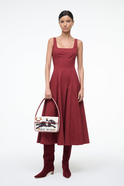 staud wells midi dress STAUD, Wells Dress in Sangria, Size 00
