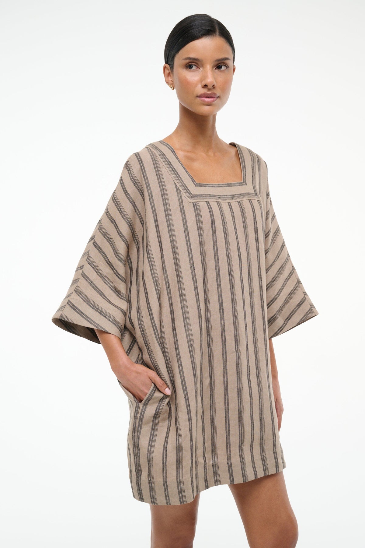 Image MANUELA LINEN DRESS | SAHARA STRIPE 2 of 6 and Clicking this image will trigger a zoom pop-up