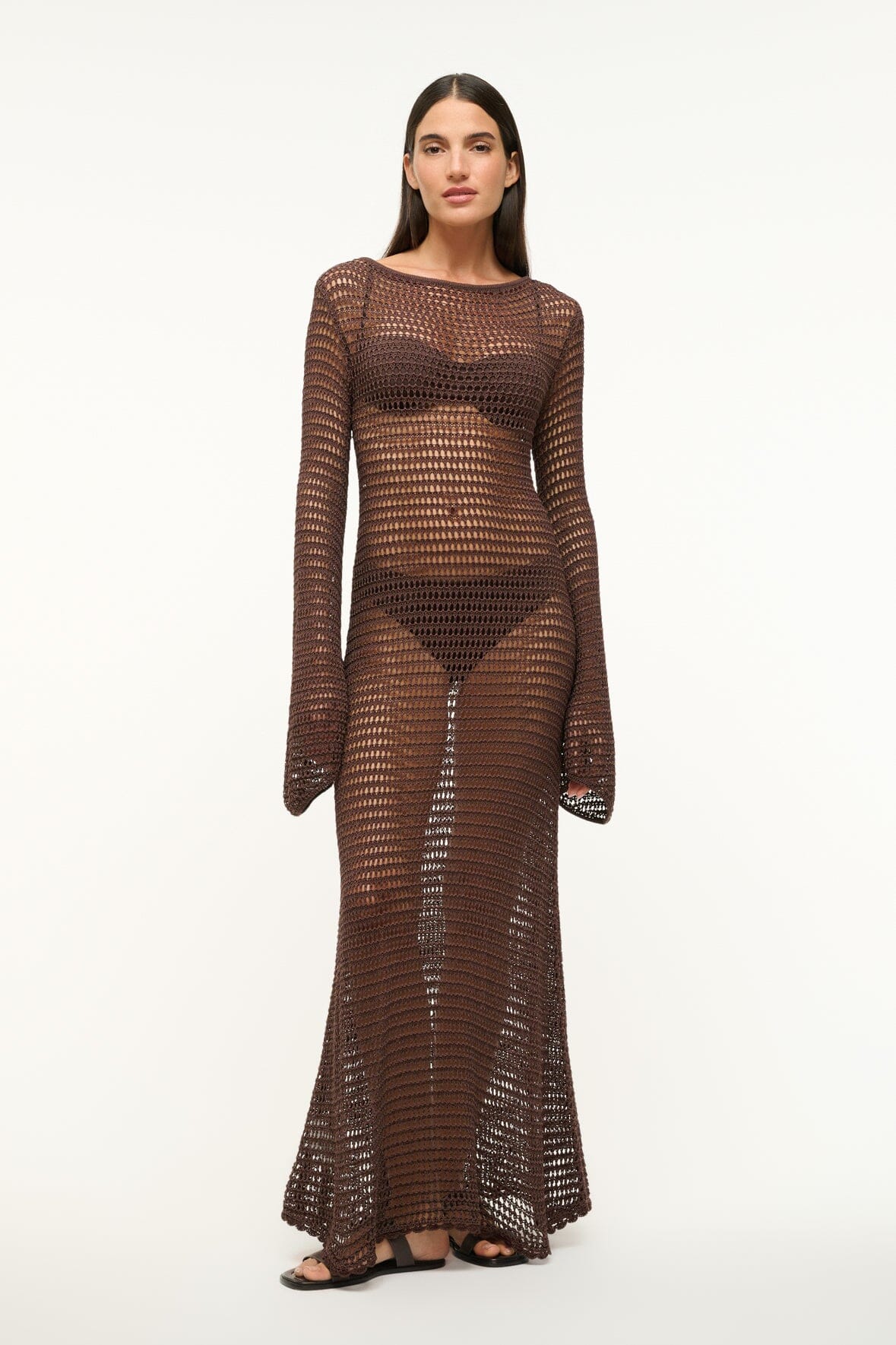 Image LORENA DRESS | DARK CHOCOLATE 1 of 6 and Clicking this image will trigger a zoom pop-up