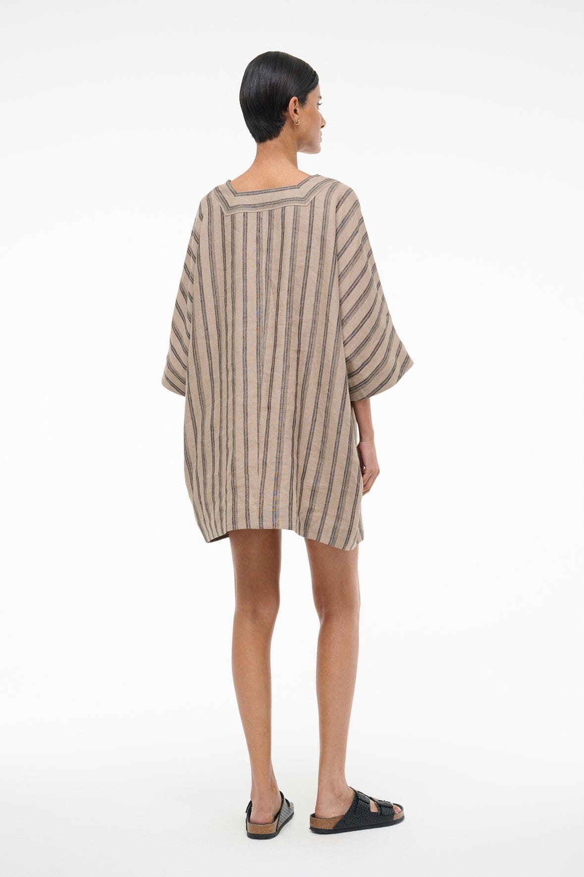 Image MANUELA LINEN DRESS | SAHARA STRIPE 4 of 6 and Clicking this image will trigger a zoom pop-up